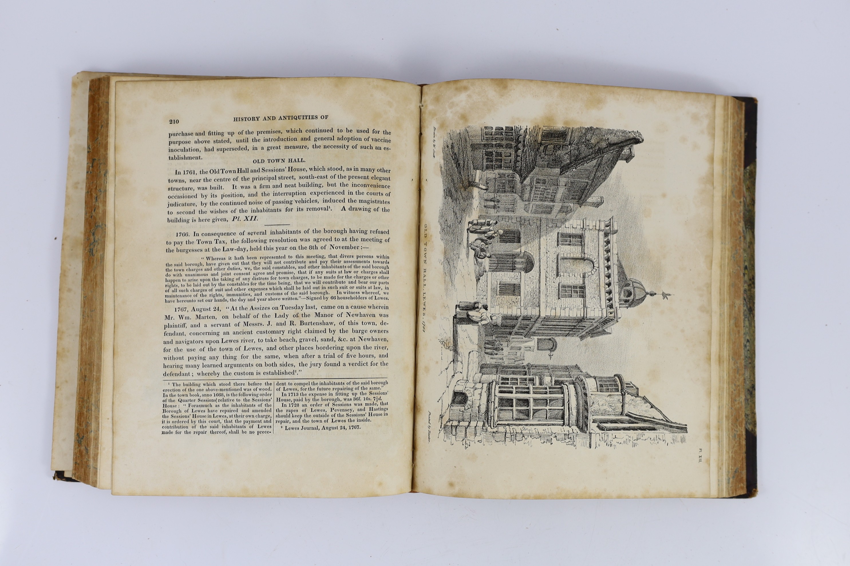 SUSSEX: Horsfield, Rev. T.W. - The History and Antiquities of Lewes and its Vicinity. With an Appendix containing an Essay on the Natural History of the District, by Gideon Mantell ... 2 vols. a folded pictorial plan of